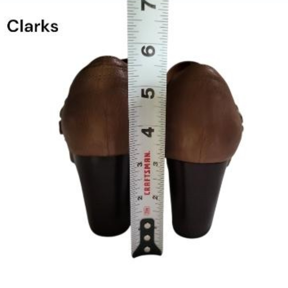 Clarks Leather Town Club Mock Strap Mary Jane High Heel Pump Brown Women 8.5 - Picture 6 of 9
